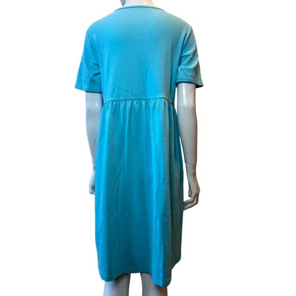Appleseed's Crew Neck Sheath Midi Dress Pullover Two Pocket Light Blue Size PS - Picture 2 of 8